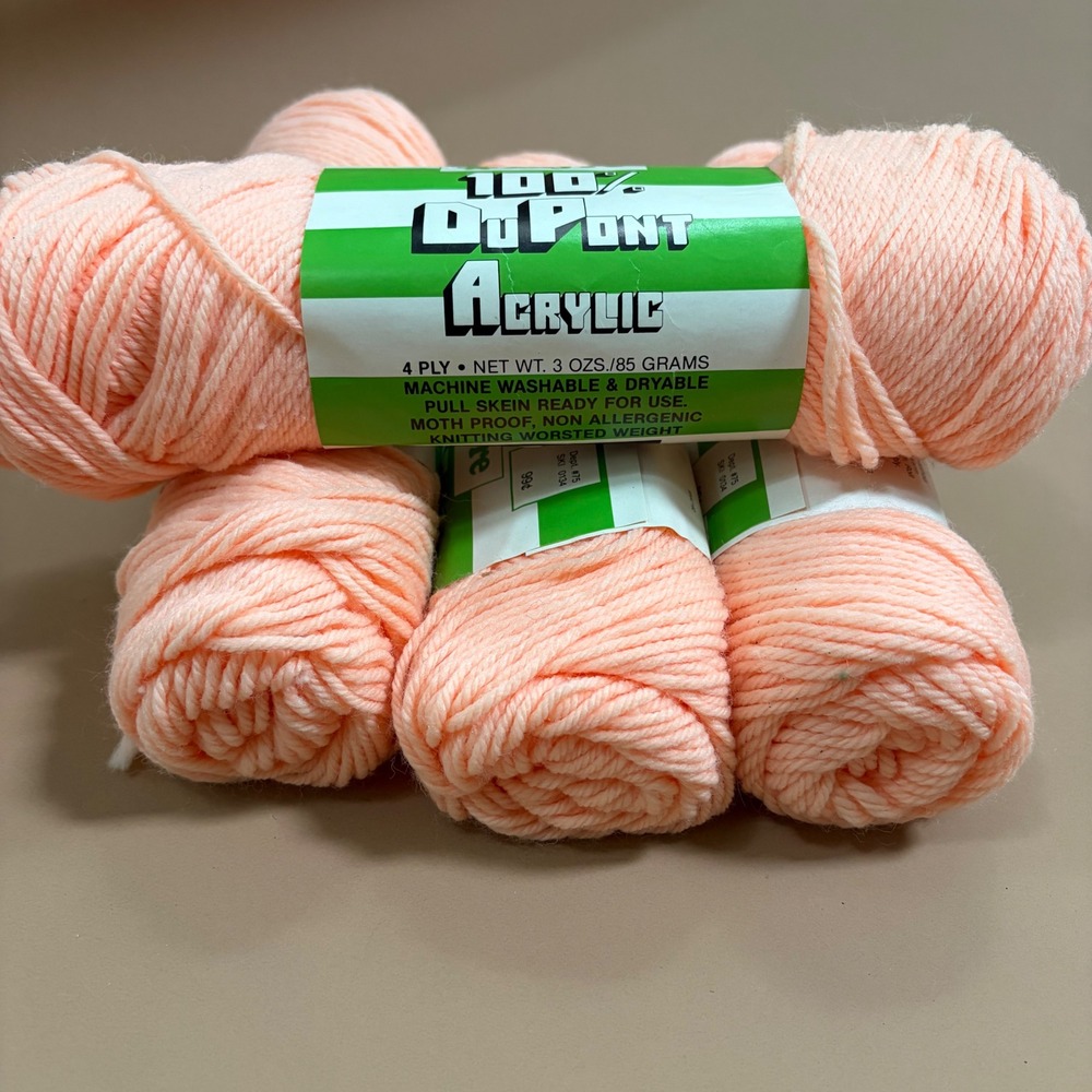 Zayre 100% DuPont Acrylic Yarn 4 Ply Peach 601 Worsted Weight 4 Skeins Lot 8417